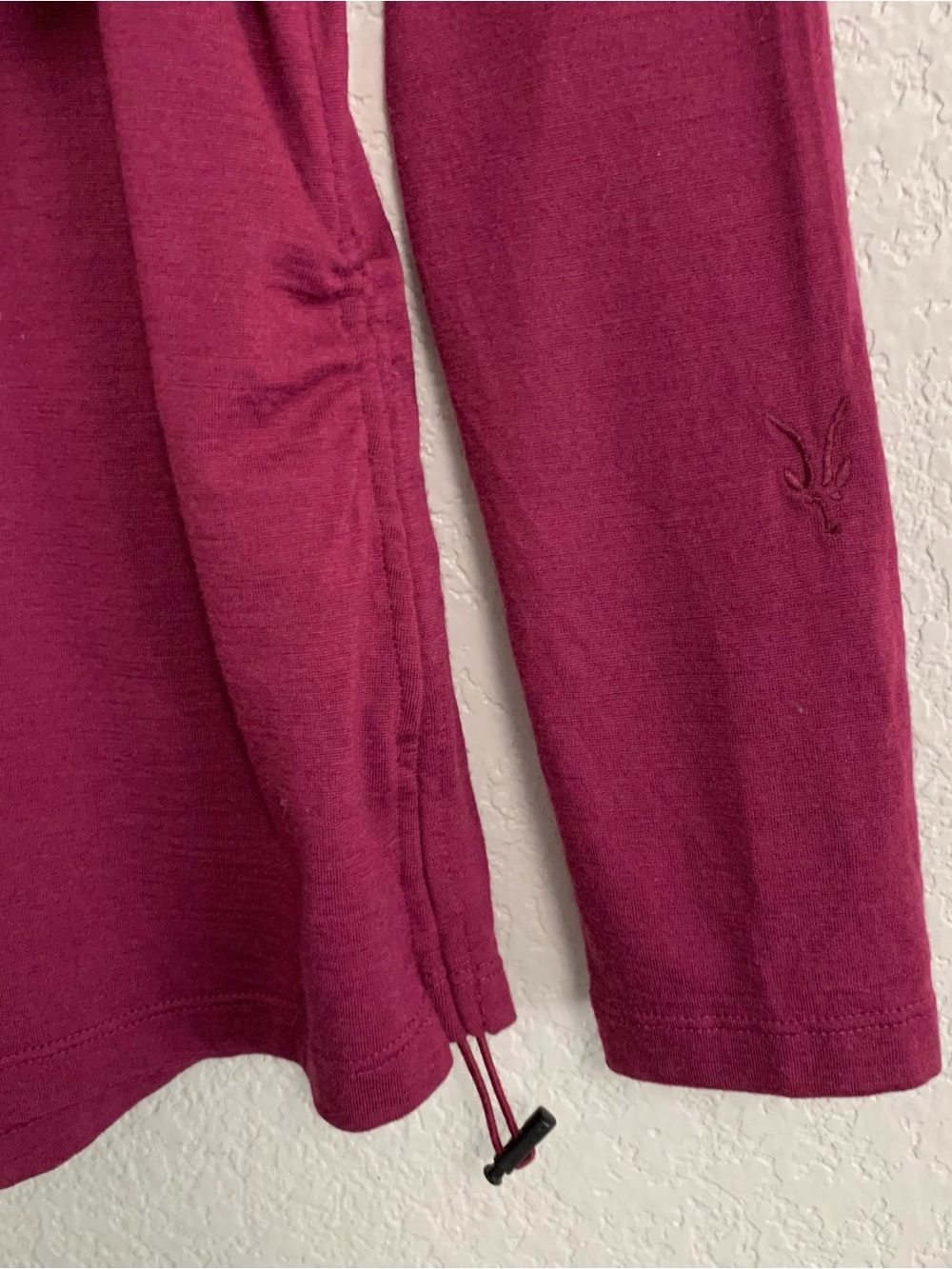 Ibex Top Womens XL Merino Wool 1/4 Zip Base Layer Side Ruched Outdoor Burgundy - Picture 9 of 13